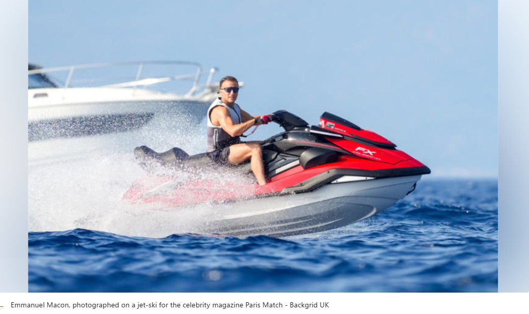Macron under fire for jet-skiing on holiday while France burns