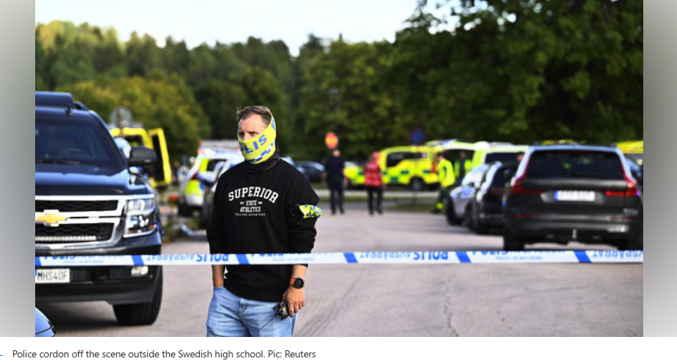 One dead after teenager carries out sword attack at Swedish school